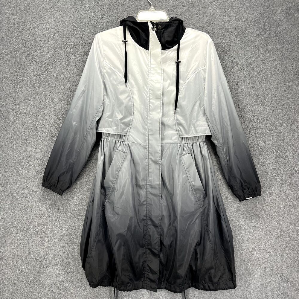 Anatomie Longline Jacket Small Gray ombre Windbreaker Hooded Raincoat Parka